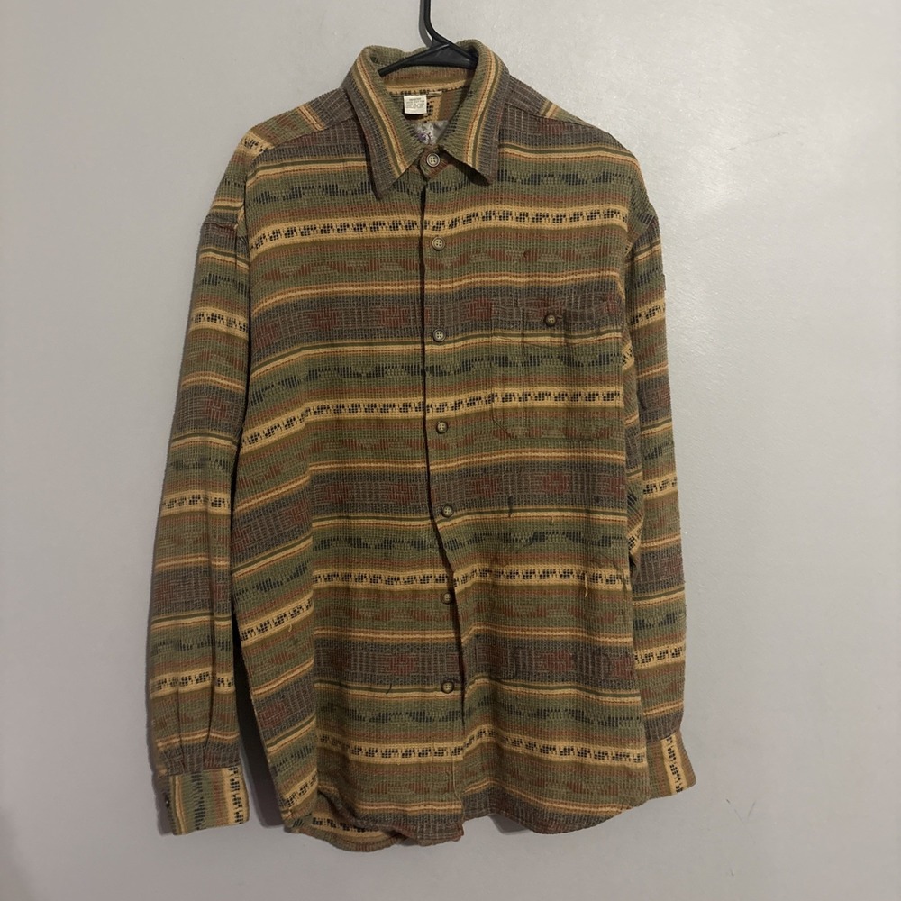 The Territory Ahead Shirt Men Med Tall Aztec Southwestern Thick Geometric Grunge